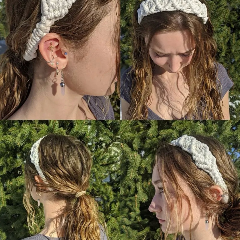 Elegant Light Green Macrame Braided Headband